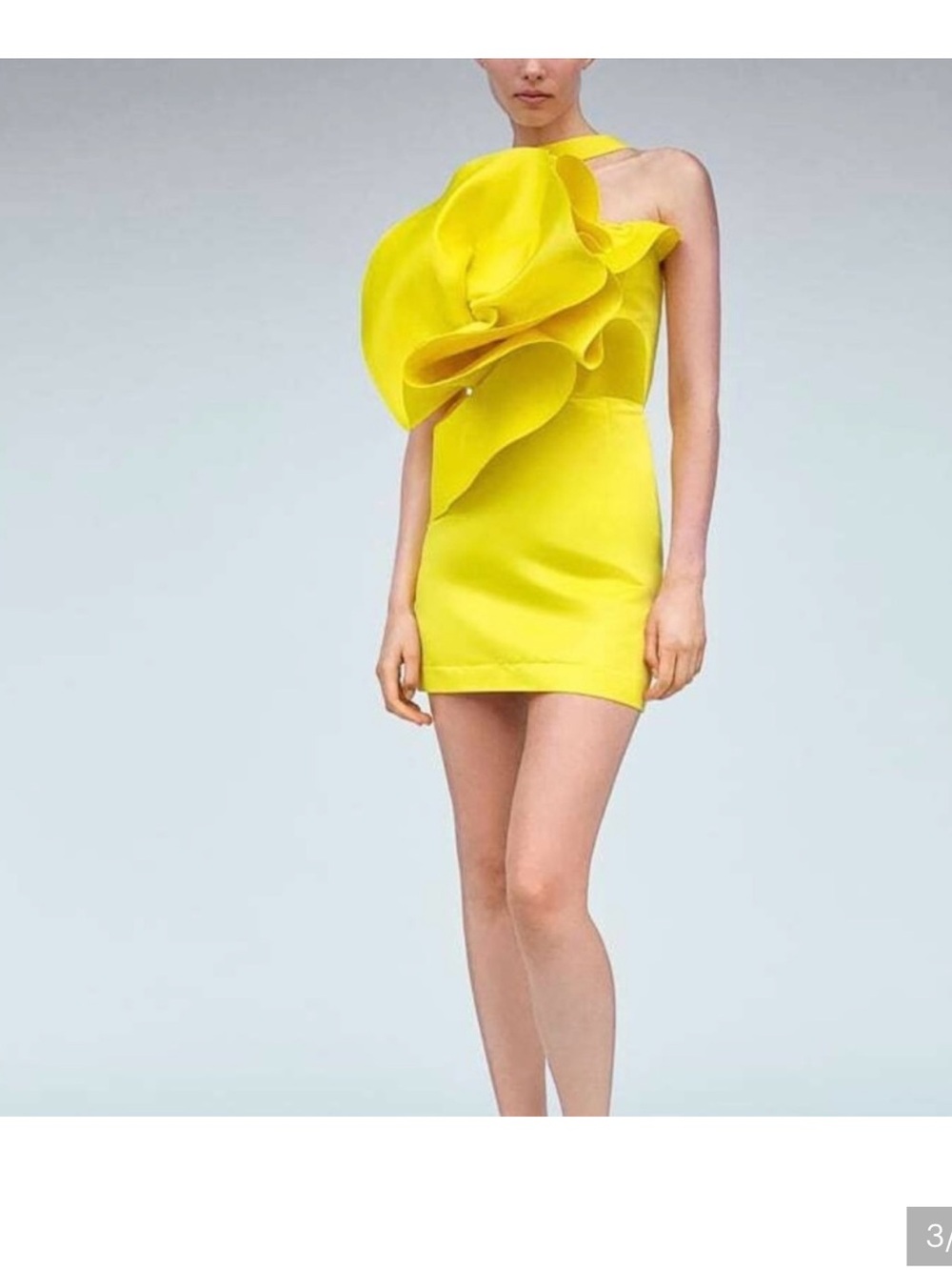 Zara Bright Yellow Ruffled Strapless Dress